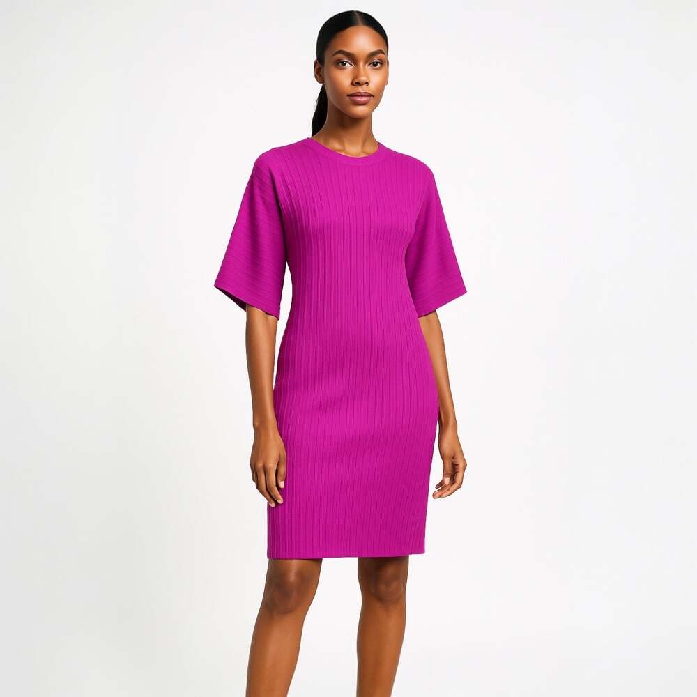 COS Purple Crew Neck Dolman Sleeve Stretch Knee Length Mini Sheath Dress Size S